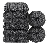 YSense Beau 6 Pairs Men's Socks Merino Wool Winter Thermal Soft Classic Thick Business Chunky Socks Breathable Premium Hiking Socks Sweat Wicking Lightweight Wool Socks Gift for Men
