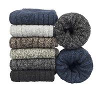 YSense Beau 6 Pairs Men's Socks Merino Wool Winter Thermal Soft Classic Thick Business Chunky Socks Breathable Premium Hiking Socks Sweat Wicking Lightweight Wool Socks Gift for Men