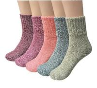 YSense Snug 5 Pairs Thermal Winter Women Socks Wool Warm Knitting Ladies Socks Bed Sock Multicoloured Christmas Gifts for Women Thick socks womens 4-7