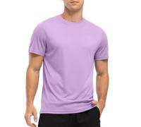 YSENTO Mens Running Sports Gym T-Shirts UV Quick Dry Rash Guards Short Sleeve Training Athletic Swim Tops(Purple,XL)