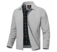 YSENTO Mens Summer Bomber Jackets Lightweight Casual Windbreaker Baseball Sports Cargo Jacket Outwear with Zip Pockets(Light Grey,M)