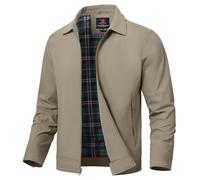 YSENTO Mens Summer Bomber Jackets Lightweight Casual Windbreaker Baseball Sports Cargo Jacket Outwear with Zip Pockets(Khaki,XL)