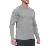 YSENTO Mens UV Protection Long Sleeve Tops UPF 50+ Quick Dry Lightweight Running Hiking Shirts(Grey,M)