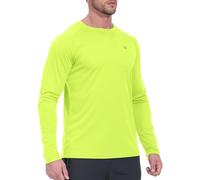 YSENTO Mens UV Shirts UPF 50+ Long Sleeve Rash Vest Swimming Shirts Quick Dry Running Tops(Fluorescent Green,L)