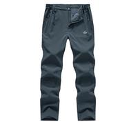 YSENTO Mens Waterproof Fleece Lined Walking Hiking Trousers Winter Softshell Windproof Ski Pants with Zip Pockets(Grey,36)