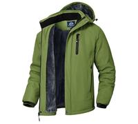 YSENTO Mens Waterproof Winter Fleece Coats Outdoor Warm Windproof Jacket Walking Hiking Coats with Detachable Hood(Green,M)