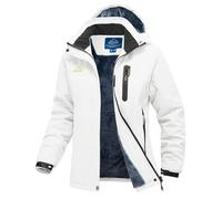 YSENTO Womens Waterproof Jacket Winter Warm Fleece Ski Camping Hiking Coat with Detachable Hood(White,S)