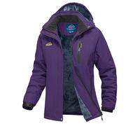 YSENTO Womens Waterproof Jackets Winter Fleece Outdoor Ski Snowboarding Walking Coat with Detachable Hood(Purple,XXL)