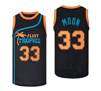 Yseohb Men's #33 Moon Flint Tropics Movie Basketball Jersey Stitched, Black, XXL