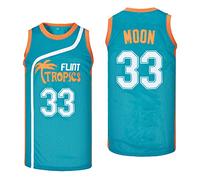 Yseohb Men's #33 Moon Flint Tropics Movie Basketball Jersey Stitched, Green, Large