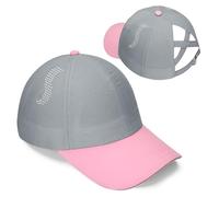 Yseoul Girls Criss Cross Ponytail Hat Reflective Baseball Cap Kids Lightweight Quick Drying Mesh Golf Hat Age 5-12