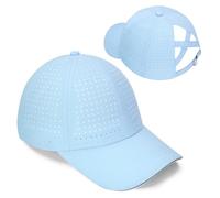 Yseoul Women Criss Cross Ponytail Hat Reflective Baseball Cap Lightweight Quick Drying Laser Perforated Mesh Golf Hat