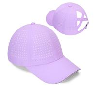 Yseoul Women Criss Cross Ponytail Hat Reflective Baseball Cap Lightweight Quick Drying Laser Perforated Mesh Golf Hat