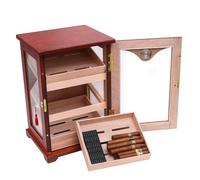 YSFHYAN Cigar Humidor Box with Cedar Liner,Ideal for Avid Cigar Enthusiasts,Large-Capacity 3-Tier Hollow Drawer Design,Built-in Hygrometer,Holds Up to 100 Cigars,Practical Cigar Storage for Daily Use