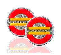 YSFIFHSKFH Rear Tail 2pcs 12V 24V Round LED Rear Taillight Reverse Light DRL Flow Turn Signal Lamp Car Truck Bus Van Trailer Lorry