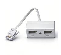 YSFSootie 2 Way BT RJ11 Telephone Splitter, 1 Male Plug to 2 Female Socket Adapter, White Double UK Landline Phone Extender Converter Compatible with Landline, Modem, FAX Machine(White, 120mm)