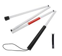 YSfuyi Folding Blind Cane Walking Stick with Red Reflective Tape for The Blind and Visually Impaired People, 124 cm in 4 Sections Collapsible Non-Slip Aluminum Cane