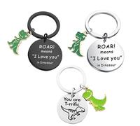 YSFVNP 3PCS Dinosaur Keyring,Dinosaur Keyrings for Kids with Personalised Design, Cute Dino-Themed Gift for Friends and Family