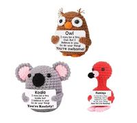 YSFVNP 5 Pcs Emotional Support Gift, Positive Gifts, Emotional Support Crochet Set with Plush Plants & Animals Uplifting Presents for Friends, Colleagues & Exam Luck (3 pcs)