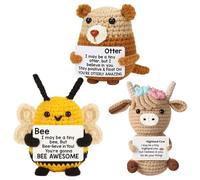 YSFVNP 5 Pcs Emotional Support Gift, Positive Gifts, Emotional Support Crochet Set with Plush Plants & Animals Uplifting Presents for Friends, Colleagues & Exam Luck (Multicolor) (Multicolor 3)