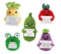 YSFVNP 5 Pcs Emotional Support Gift, Positive Gifts, Emotional Support Crochet Set with Plush Plants & Animals Uplifting Presents for Friends, Colleagues & Exam Luck (Multicolor) (Multicolor 5)