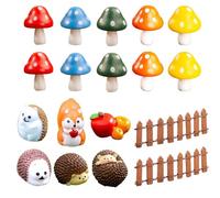 YSFVNP Fairy Garden Ornaments, Fairy Garden Accessories, Squirrel and Wood Mushroom Miniature Figurines for Plant Pots Bonsai Craft Decor Supplies Micro Landscape Decorative Accessories (18 pcs)
