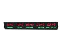 YSFW Digital Multiple Time Zones LED Clock, 5 Cities World Time Clock, 3 Levels Of Brightness Adjustment, Change The City Name By Yourself, for Hotels, Offices