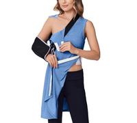 YSFWL Womens Post Surgery Recovery Sleeveless Dress Full Snap Open Front Shoulder Surgery Mastectomy Hospital Gown with Accessible Arm Design(Sky Blue,L)