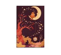YSGGIBFQK Halloween Pumpkin Crescent Moon Skull Fairy Tale Style Decorative Painting Canvas Wall Posters And Modern Family Bedroom Decor 08x12inch(20x30cm)