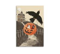 YSGGIBFQK Halloween Pumpkin Lantern Mice And Crow Decorative Painting Canvas Wall Posters And Modern Family Bedroom Decor 12x18inch(30x45cm)