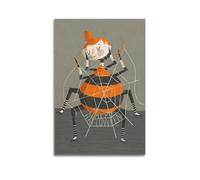 YSGGIBFQK Halloween Spider Girl Weaving Web Retro Illustration Style Decorative Painting Canvas Wall Posters And Modern Family Bedroom Decor 16x24inch(40x60cm)