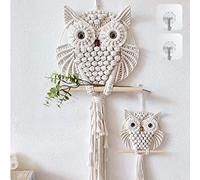 YSGLIFE 2Pcs Owl Macrame Wall Hanging Tapestry Macrame Wall Decor Handmade Woven Boho Ornament Wall Art Hanger Home Decor Office Living Room Bedroom Nursery Craft Decorations