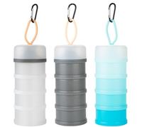 Ysglory 3 Packs Protein Powder Storage Container 4 Stackable Formula Dispenser Portable Protein Powder Travel Container Milk Powder Container to Go for Workout, Fitness, Travel (Gray,White,Blue)