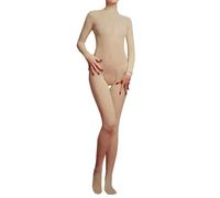 YSGUYILT Bodystocking Nylon Women's Catsuits & Bodystockings Backless Jumpsuit Long Sleeve Bodysuit, White, One Size