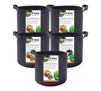 Ysguyyz 5-Pack Large Fabric Grow Bags with Handles - Heavy Duty Nonwoven Planters for Potato, Tomato, Strawberry, and More - Breathable Plant Growing Pots for Outdoor Use (3 Gallon,Black)