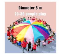 YShiuoL Play Parachute 2M/6M Diameter Outdoor Teamwork Game Prop Rainbow Parachute Toys Jump Bag Bounce Play Mat School Activity Puzzle Game(6M)
