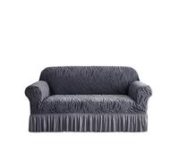 YShiuoL Sofa Cover With Skirt 1 Pc Sea Wave Skirt Stretch Sofa Cover, Non-Slip All-Inclusive Dustproof, Bedroom Living Room Home Decoration(Light Grey,3-Seater Sofa)
