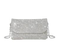 YShiuoL Women Evening Clutch Bags Rhinestone Evening Clutch Bag Sparkling Women Shiny Tote Purse Bags PU Leather Diamond Mini Handbag Female Shoulder Bags(Silver)