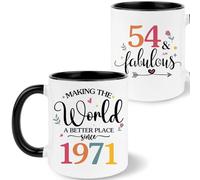 YSHMKB 1971 54th Birthday Coffee Mug, 54 year old Birthday Gift Ideas for Women Her, Black White 11oz