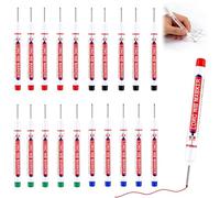 YSHODGU 20 PCS Deep Hole Marker Pens, 20 mm Long Head Deep Hole Marker Pen, Woodworking Markers, Marking Tool for Permanent Marking of Hard To Reach Areas(Black/Blue/Red/Green)