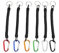 YSHODGU 5PCS Stretchy Spiral Keyring with Color Carabiner, Safety Spring Key Holder with Carabiner Clip, Retractable Tool Lanyard, Lanyard Key Chain, for Backpack, Keys, Phone, Wallet, Fishing Tool