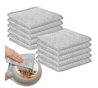 YSHODGU Double Layer Wire Dishwashing Cloths 10 Pack - Non Scratch Stainless Steel Cleaner Cloths 20x20cm, Wet and Dry Multi-Purpose Mesh Scrubs Wire Dish Cloth for Sink, Stove, Pots & Pans