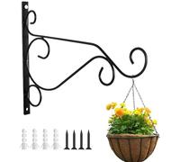 YSHODGU Hanging Basket Brackets Outdoor 2 Pack,Wall Hook Hanging Plant Bracket Plant Hanger Wall Hooks, Sturdy Weather Resistant Garden Brackets for Plants, Lanterns, Bird Feeders