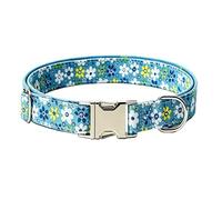 YSHOME&PET Floral Dog Collar Quick-Release Metal Buckle for Dogs or Cats | Soft Durable Cotton Spring Summer Flower Puppy Collar Adjustable for Small Medium Large Boys Girls Dogs