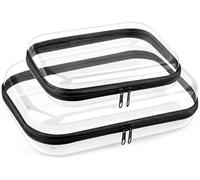 YSHXNX TSA Approved Toiletry Bag,2 PCS Clear Makeup Cosmetic Organizer,Quart Size Travel Bag for Toiletries,Portable Colorful Pink Zippered Make Up Storage for Women,Travel Essentials (Black)