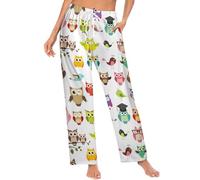 Ysidec Cute Funny Animals Women Lounge Pants Comfy Pajama Bottom Drawstring Sleepwear Pajamas Pants S-5XL, Multicolor Owls, XXL