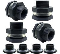 YSIL NPT 1/2" PVC Bulkhead Fitting 4Pcs,Water Tank Connector Pipe Fitting OD 1-1/2"(38mm) with Plugs for Water Tanks,Rain Barrels, Aquariums,Pools