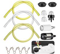Ysimple 14 Pcs Strimmer Fuel Line Set, Universal Fuel Pipe Hose Tube 2mm/2.5mm/3mm, Strimmer Fuel Pipe Parts with Soft Pipe Filter Primer Bulb Pump Pipe Buckle for Weed Eater Chainsaws Small Engines