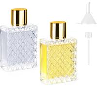 Ysimple 2 Pack 100ml Perfume Atomiser, Portable Clear Empty Glass Perfume Spray Bottles, Refillable Perfume Atomizer Large Cosmetic Fine Mist Atomizer for Travel (Gold)