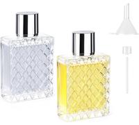 Ysimple 2 Pack 50ml Perfume Atomiser, Portable Clear Empty Glass Perfume Spray Bottles, Refillable Perfume Atomizer Large Cosmetic Fine Mist Atomizer for Travel (Silver)